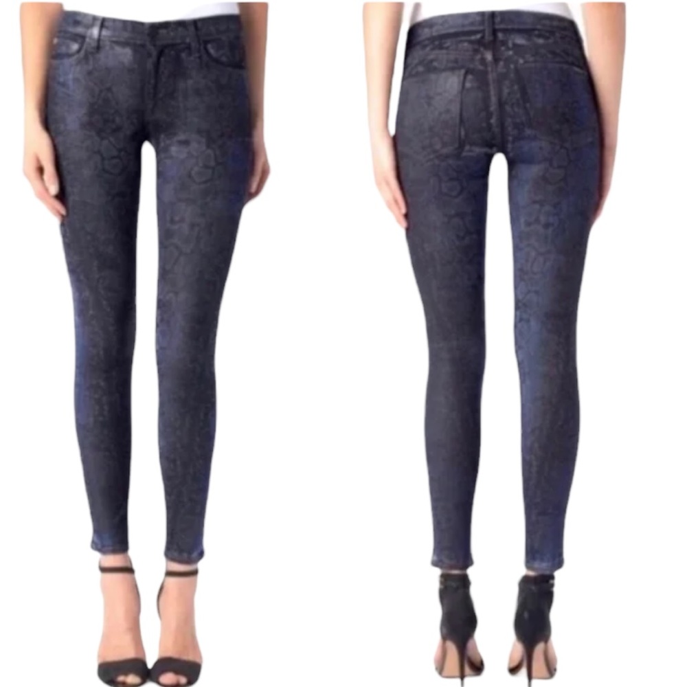 Hudson Nico Skinny Midrise Black Python Print Jeans Size 27